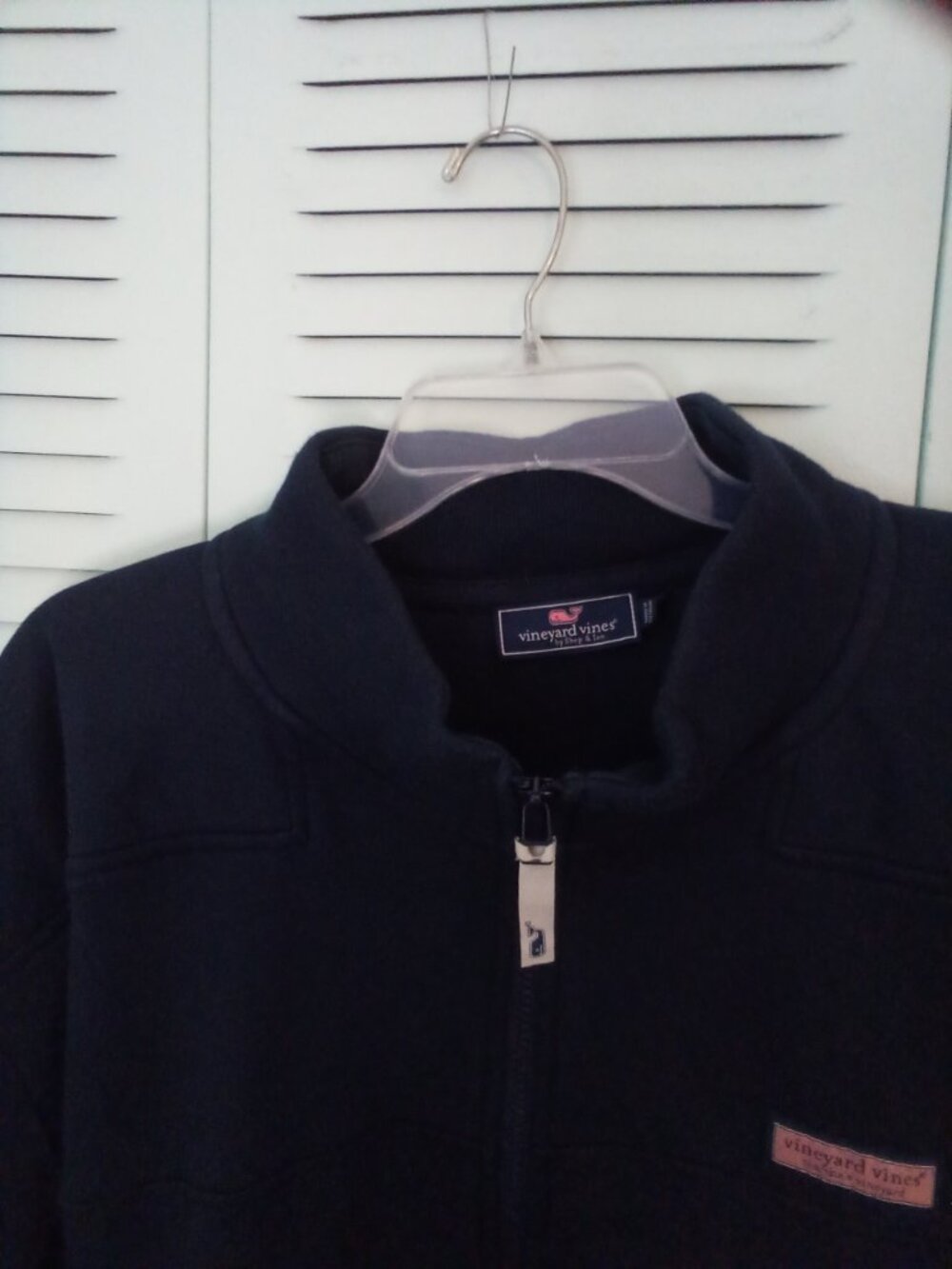 VINYARD VINES by SHEP & IAN 4XLT NAVY 1/4 ZIP COTTON SWEATSHIRT RIBBED COLLAR - Picture 6 of 11